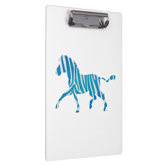 Zebra Silhouette Blau und Weiß Klemmbrett (Rechts)