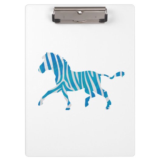 Zebra Silhouette Blau und Weiß Klemmbrett (Vorderseite)