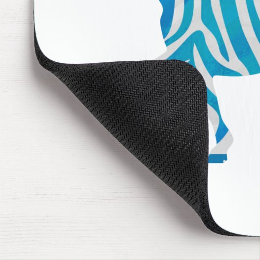 Zebra Silhouette Blau und Weiß Mousepad (Ecke)
