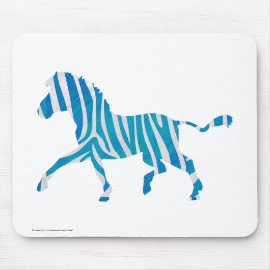 Zebra Silhouette Blau und Weiß Mousepad (Vorne)