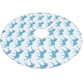 Zebra Silhouette Blau und Weiß Polyester Weihnachtsbaumdecke (Schrägansicht)