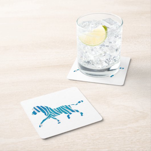 Zebra Silhouette Blau und Weiß Rechteckiger Pappuntersetzer (Vor Ort)