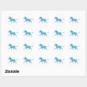 Zebra Silhouette Blau und Weiß Runder Aufkleber (Blatt)