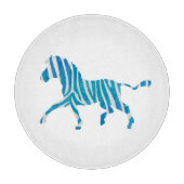 Zebra Silhouette Blau und Weiß Schneidebrett (Vorderseite)