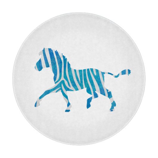 Zebra Silhouette Blau und Weiß Schneidebrett (Vorderseite)