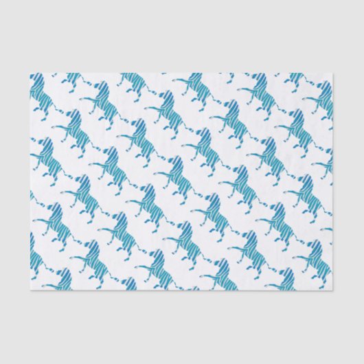 Zebra Silhouette Blau und Weiß Seidenpapier (Vorderseite)