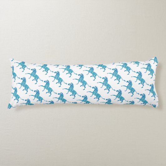 Zebra Silhouette Blau und Weiß Seitenschläferkissen (Vorderseite)