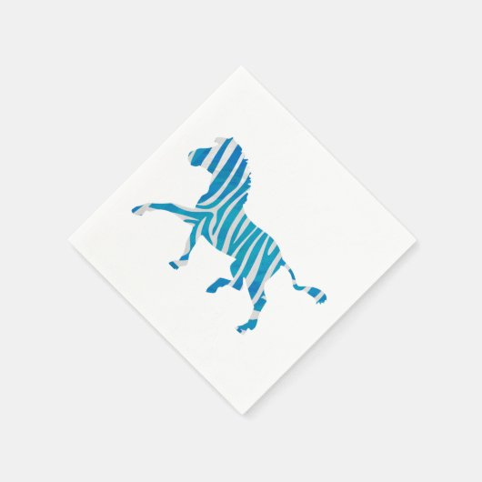 Zebra Silhouette Blau und Weiß Serviette (Ecke)