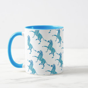 Zebra Silhouette Blau und Weiß Tasse