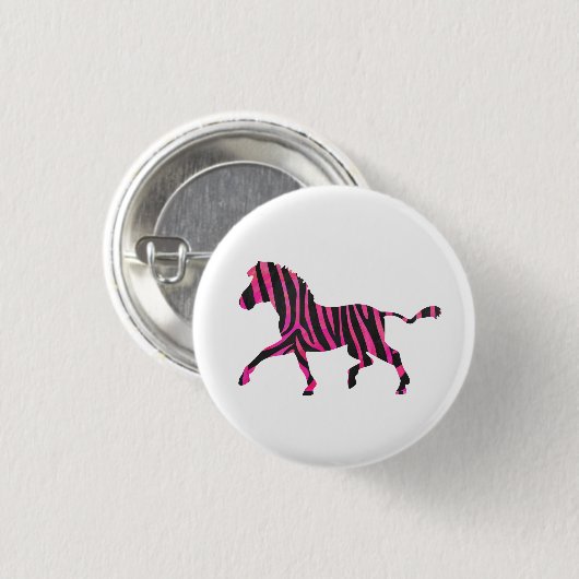 Zebra-Silhouette Schwarz und Heiß-Rosa Button (Vorne & Hinten)