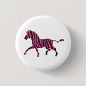 Zebra-Silhouette Schwarz und Heiß-Rosa Button (Vorderseite)