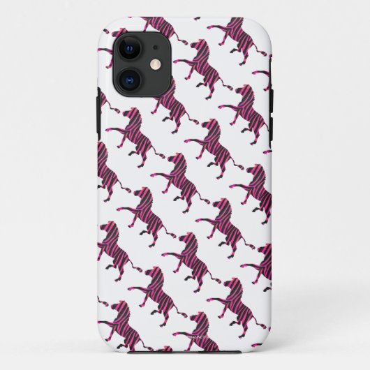 Zebra-Silhouette Schwarz und Heiß-Rosa Case-Mate iPhone Hülle (Rückseite)
