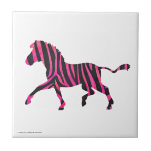 Zebra-Silhouette Schwarz und Heiß-Rosa Fliese
