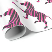 Zebra-Silhouette Schwarz und Heiß-Rosa Geschenkpapier (Rolleneckpunkt)