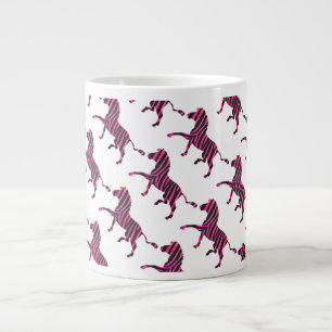 Zebra-Silhouette Schwarz und Heiß-Rosa Jumbo-Tasse