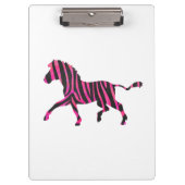 Zebra-Silhouette Schwarz und Heiß-Rosa Klemmbrett (Vorderseite)