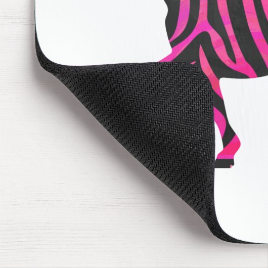 Zebra-Silhouette Schwarz und Heiß-Rosa Mousepad (Ecke)