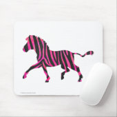 Zebra-Silhouette Schwarz und Heiß-Rosa Mousepad (Mit Mouse)