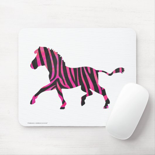 Zebra-Silhouette Schwarz und Heiß-Rosa Mousepad (Mit Mouse)