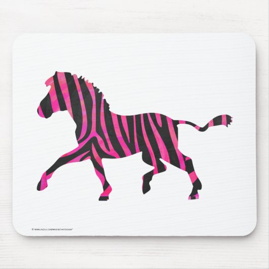 Zebra-Silhouette Schwarz und Heiß-Rosa Mousepad (Vorne)