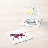 Zebra-Silhouette Schwarz und Heiß-Rosa Rechteckiger Pappuntersetzer (Vor Ort)