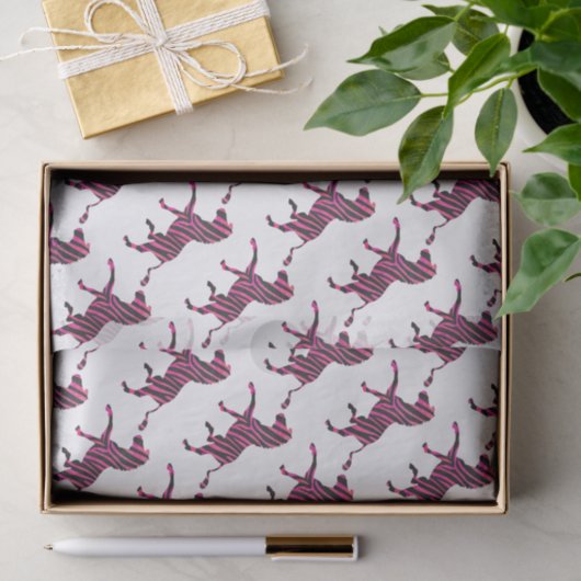 Zebra-Silhouette Schwarz und Heiß-Rosa Seidenpapier (Geschenk)