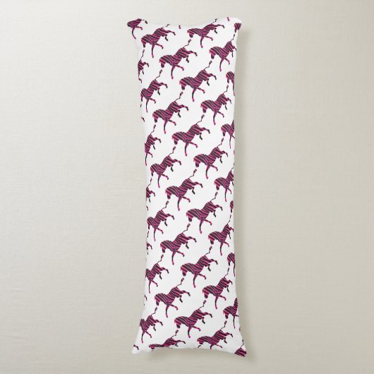 Zebra-Silhouette Schwarz und Heiß-Rosa Seitenschläferkissen (Vorderseite Vertikal)