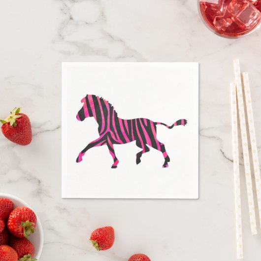 Zebra-Silhouette Schwarz und Heiß-Rosa Serviette (Beispiel)
