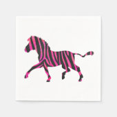 Zebra-Silhouette Schwarz und Heiß-Rosa Serviette (Vorderseite)