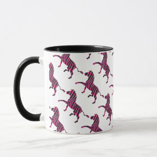 Zebra-Silhouette Schwarz und Heiß-Rosa Tasse