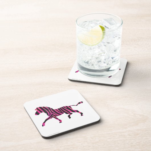 Zebra-Silhouette Schwarz und Heiß-Rosa Untersetzer (Rechte Seite)