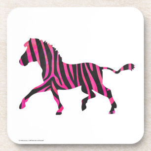 Zebra-Silhouette Schwarz und Heiß-Rosa Untersetzer