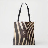 Zebra Skin Brown & Beige Monogram Tasche (Vorderseite)
