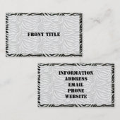 Zebra Skin Camouflage Textur Visitenkarte (Vorne/Hinten)