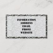 Zebra Skin Camouflage Textur Visitenkarte (Rückseite)