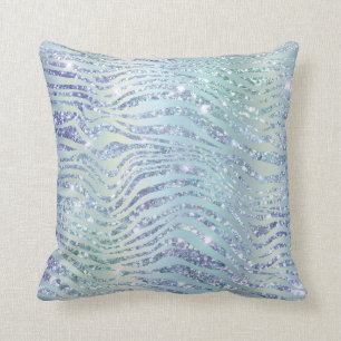 *~* ZEBRA Skin Diamond Glitzer Tierdruckblau Kissen