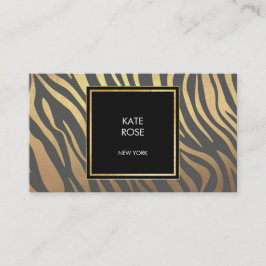 Zebra Skin Golden Stripes Geometric Glam Vip Visitenkarte