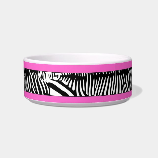 Zebra Skin Personalisiert Kitty Cat Bowl Pink Trim Napf (Rechts)