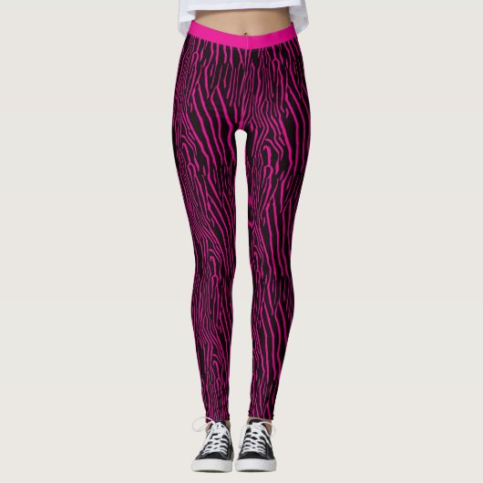 Zebra Skin Print Pink Black Original Girly Trendy Leggings (Vorderseite)