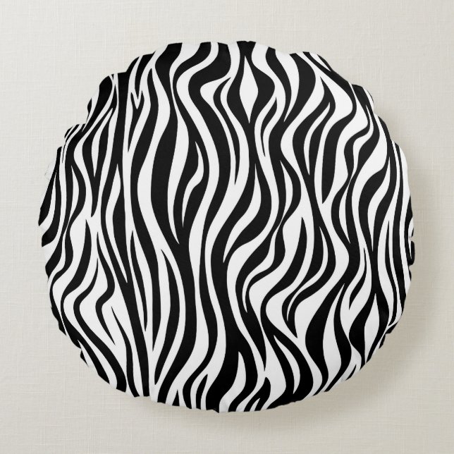 Zebra Skin Print Rundes Kissen (Vorderseite)