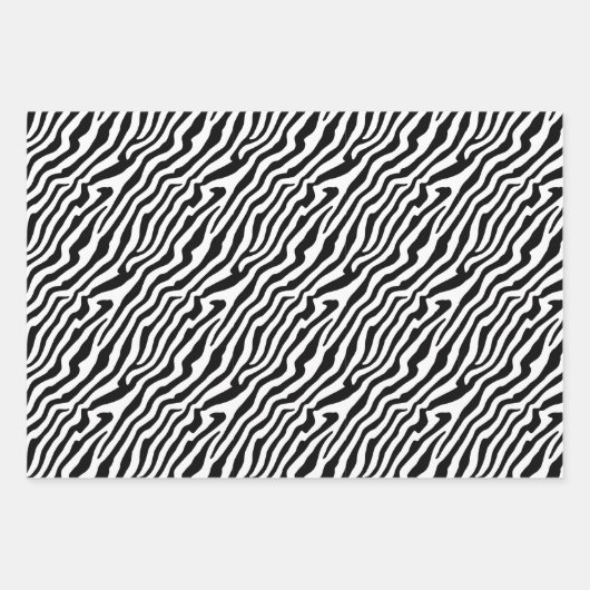 Zebra Skin Textur Streifen schwarz und weiß Geschenkpapier Set (Vorderseite 3)