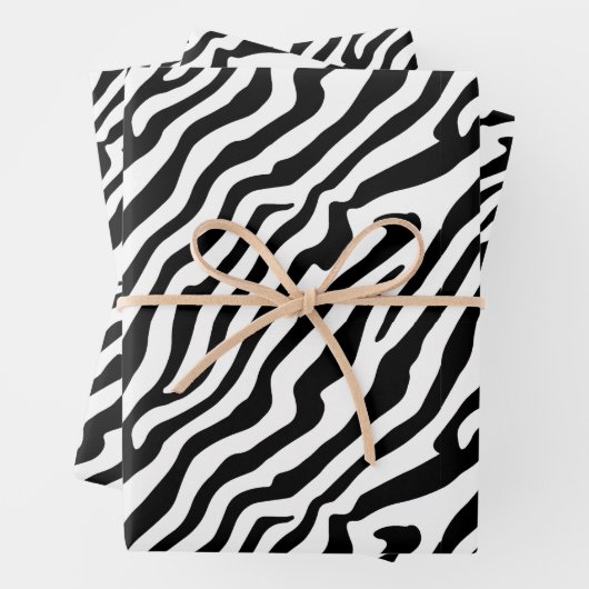 Zebra Skin Textur Streifen schwarz und weiß Geschenkpapier Set (Beispiel)