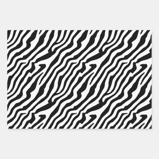 Zebra Skin Textur Streifen schwarz und weiß Geschenkpapier Set (Vorderseite)