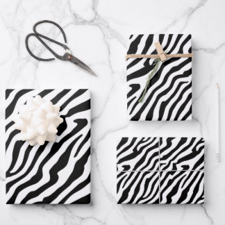 Zebra Skin Textur Streifen schwarz und weiß Geschenkpapier Set