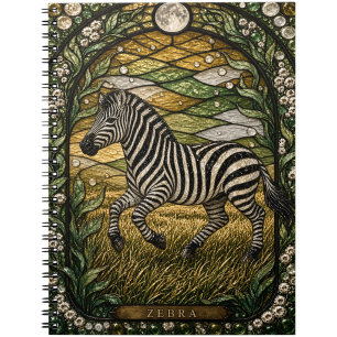 Zebra Sonnig Gras Illumina Buntglas Notizblock