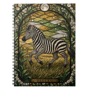 Zebra Sonnig Gras Illumina Buntglas Notizblock