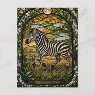 Zebra sonniges Gras Illumina Bleiglas Postkarte