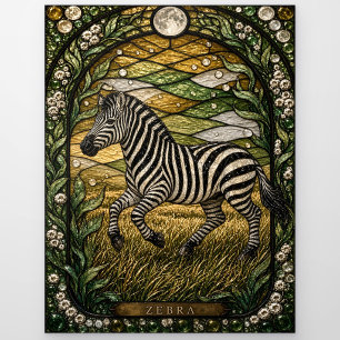 Zebra sonniges Gras Illumina Bleiglas Postkarte