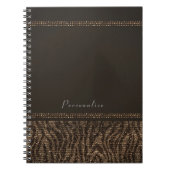 Zebra Sparkle Brown Gold Glam Chic Elegante Bling Notizblock (Vorderseite)