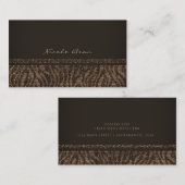Zebra Sparkle Brown Gold Glam Chic Elegante Bling Visitenkarte (Vorne/Hinten)